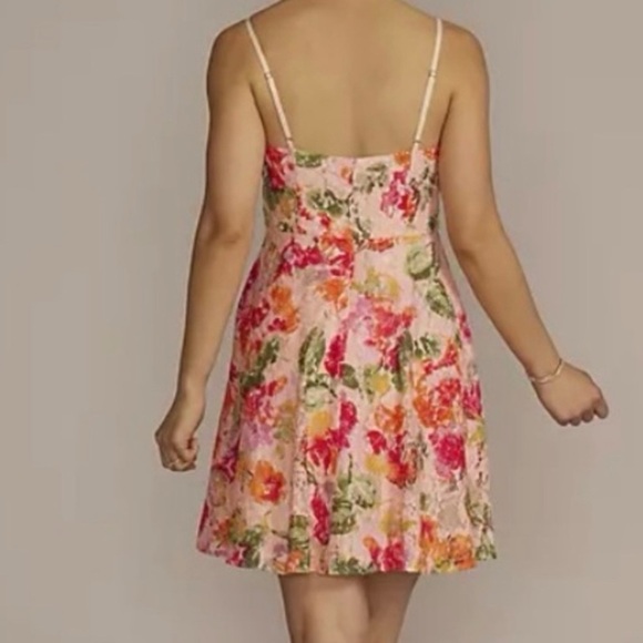 A109 DB Studio Floral Lace Fit Flare A line Dress Sz 18 Pink Spring - Picture 2 of 8